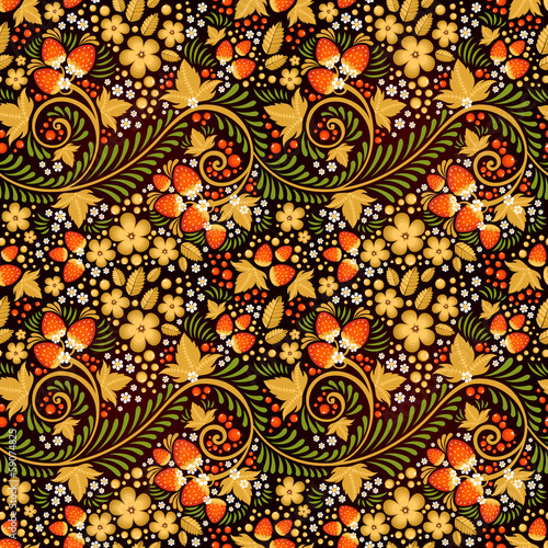 Festive khokhloma seamless pattern