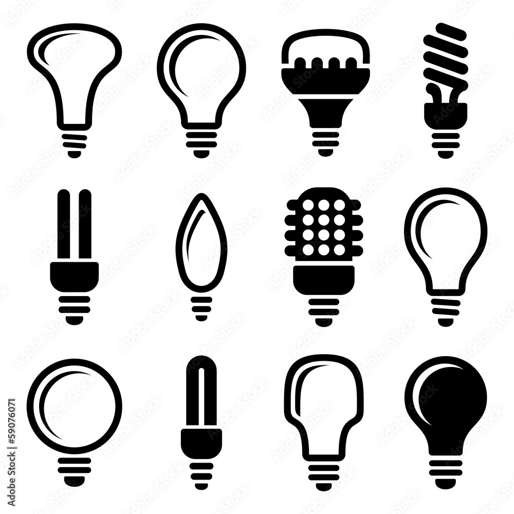 Light bulbs. Bulb icon set Light bulbs. Bulb icon set