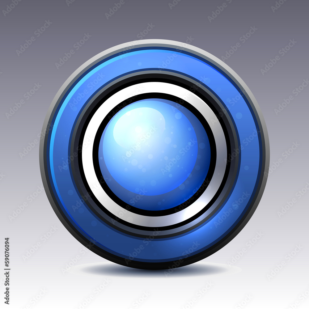 Blue shiny button with metallic elements Blue shiny button with metallic elements