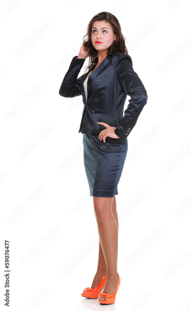 Modern business woman smiling and looking, full length portrait Modern business woman smiling and looking, full length portrait