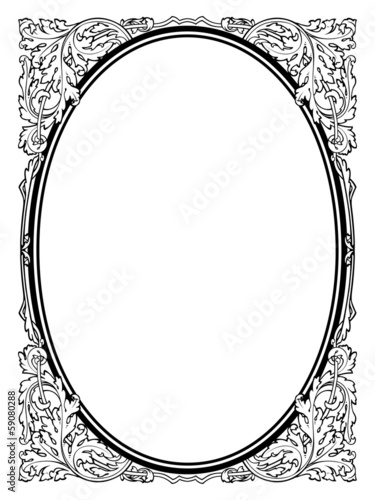 calligraphy penmanship oval baroque frame black