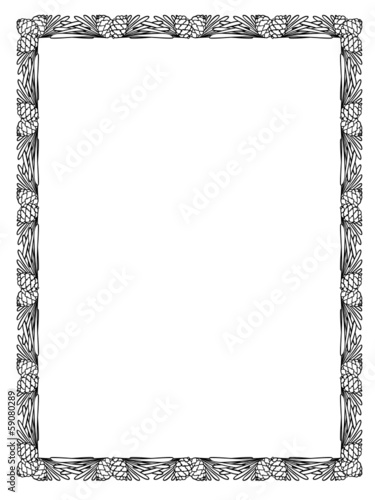 pine cone leaf frame black silhouette