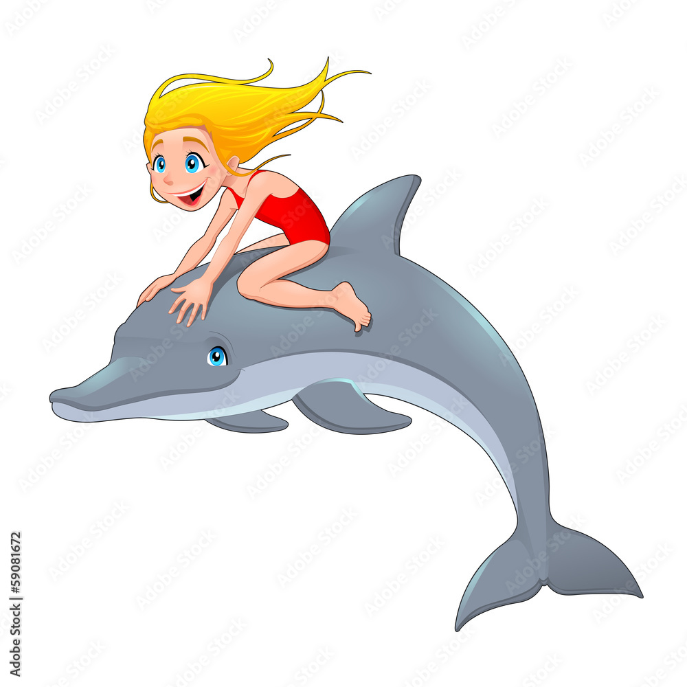 Obraz premium Girl and the dolphin.