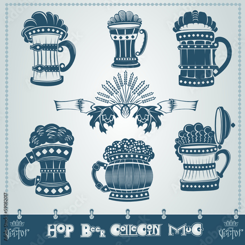 beer vintage isolated mug with foam