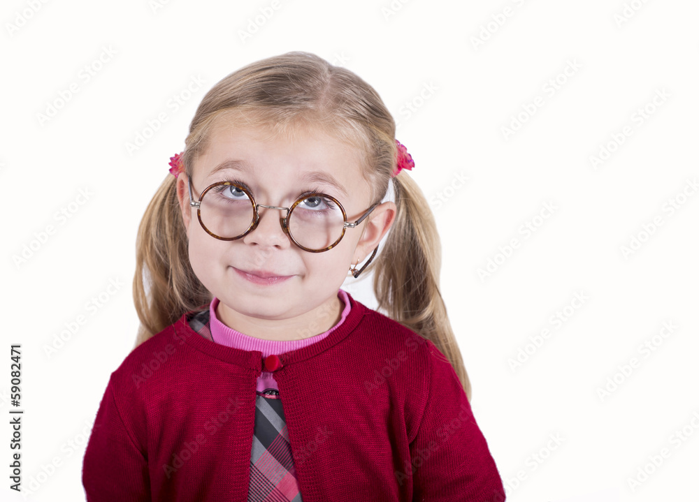 Close-up portrait of little girl wearing glasses in retro style Close-up portrait of little girl wearing glasses in retro style