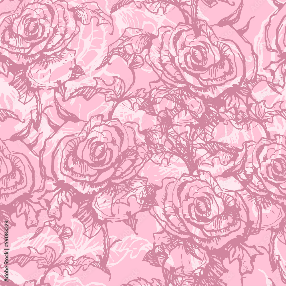 Fototapeta tender rose seamless pattern