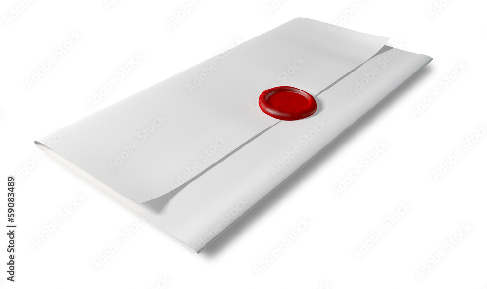 Folded White Paper With Red Wax Seal Perspective Folded White Paper With Red Wax Seal Perspective