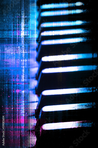 Photography Blue and purple grunge piano keys
