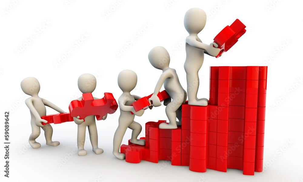 3D human characters holding puzzles 3D human characters holding puzzles