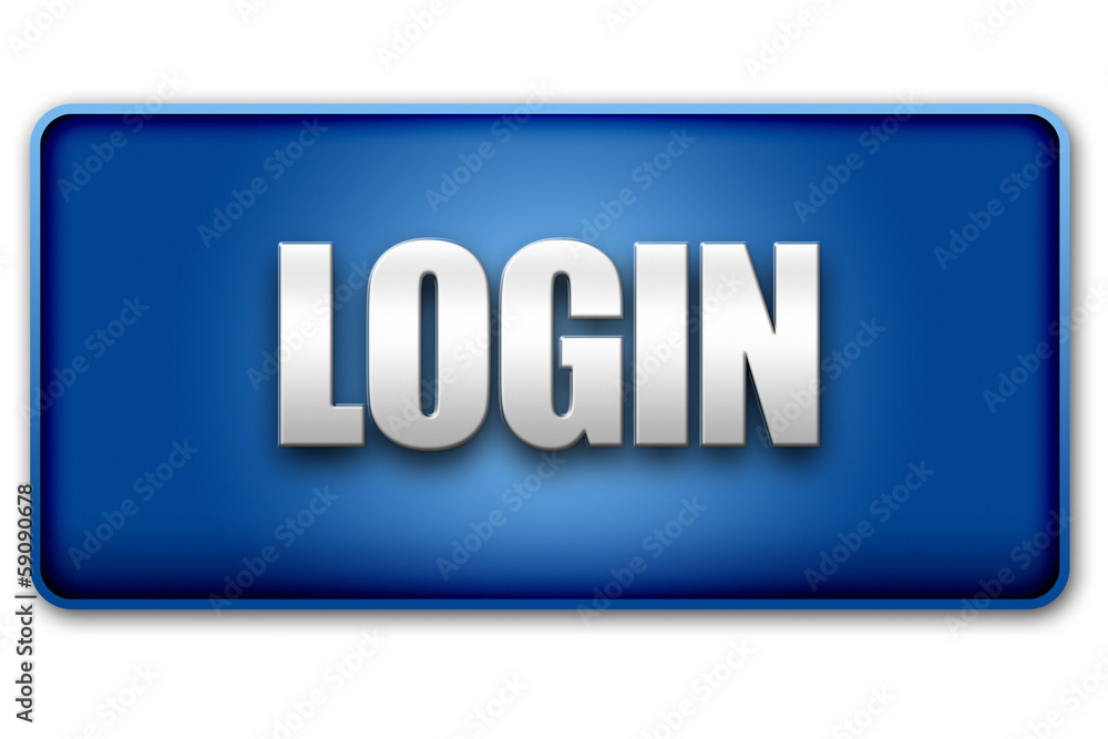 Login 3D Blue Button on White Background Login 3D Blue Button on White Background