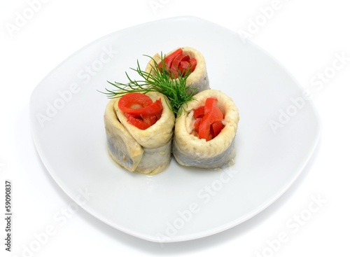 Herring rolls with paprika