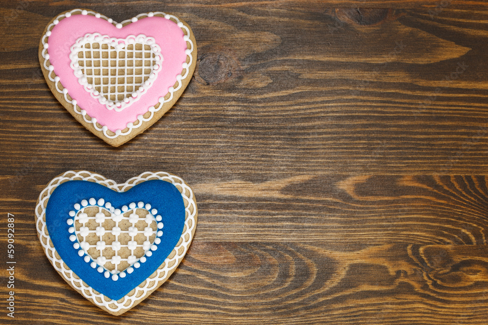 Pink and blue Heart-shape valentine cookies Pink and blue Heart-shape valentine cookies