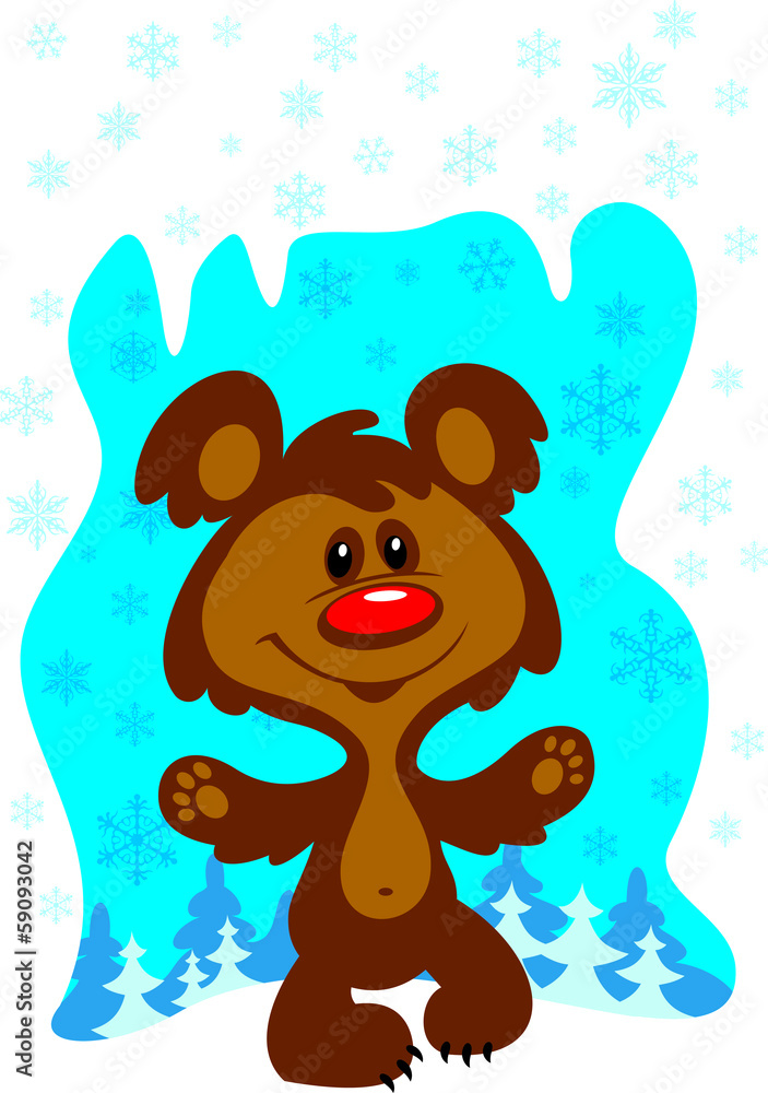 Bear in winter forest Bear in winter forest
