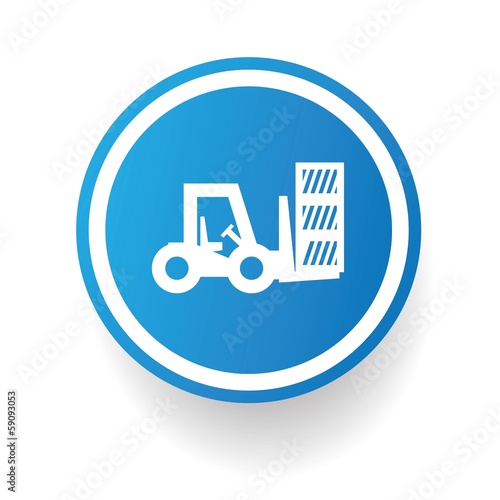 Forklift symbol,Blue button,vector