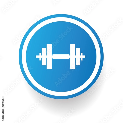 Weightlifting symbol,Blue button,vector