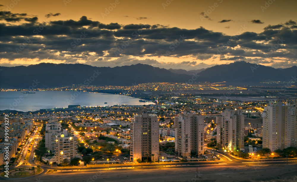 Fototapeta premium Early morning view on Eilat and Aqaba