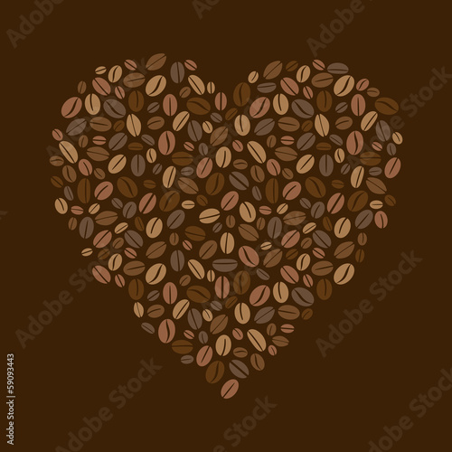 Heart of coffee beans