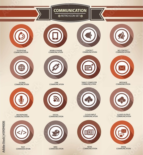 Communication,retro buttons style,vector