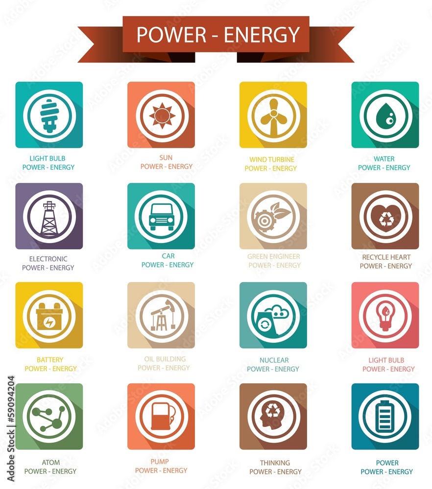 Power and Energy retro icons,vector Power and Energy retro icons,vector
