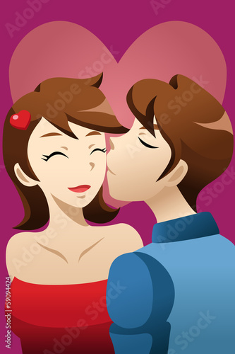 Man kissing his girlfriend