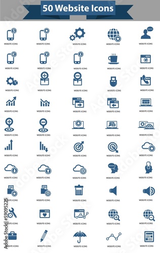 50 Website icon set,Blue version,vector