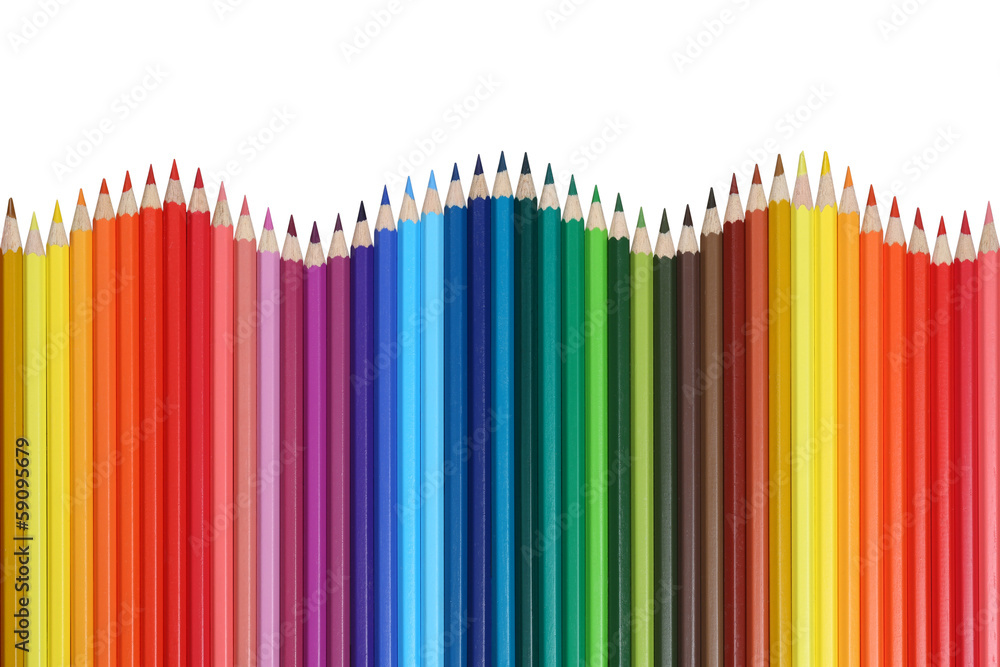 Fototapeta premium Buntstifte für die Schule bilden eine Welle