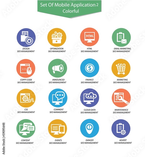 Set Of SEO icon 2,Colorful version,vector