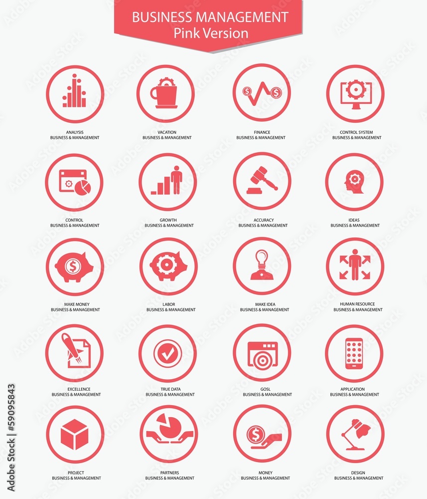 Business Management icons,Pink version,vector Business Management icons,Pink version,vector