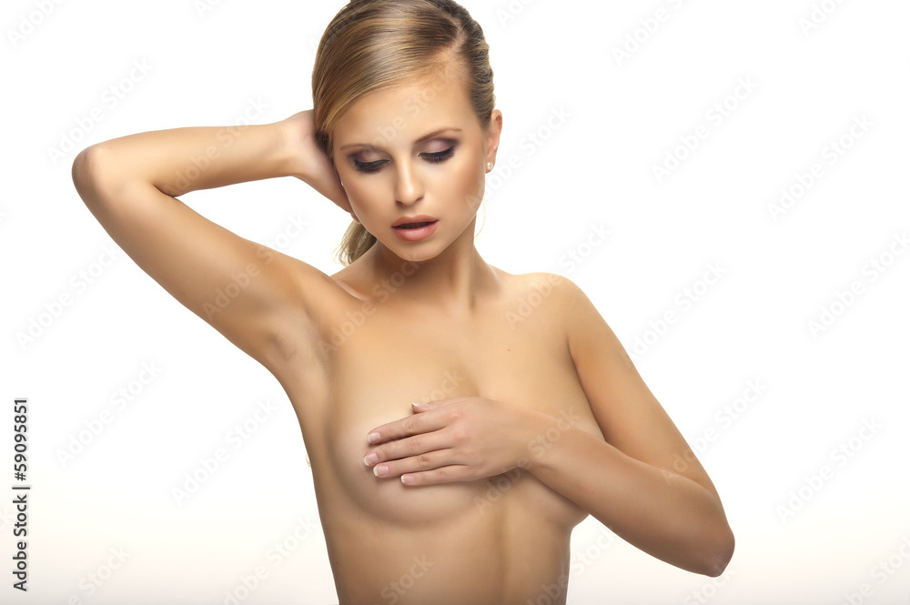 Portrait of beautiful female model on white background Portrait of beautiful female model on white background