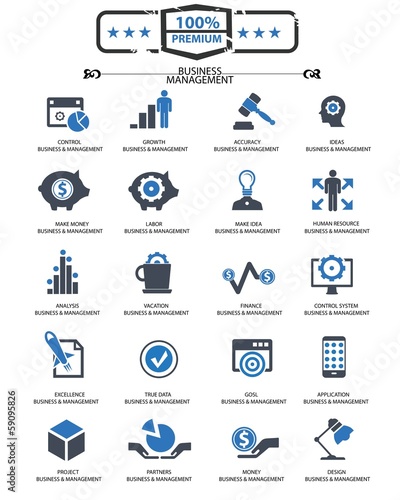 Business Management icons,Blue version,vector