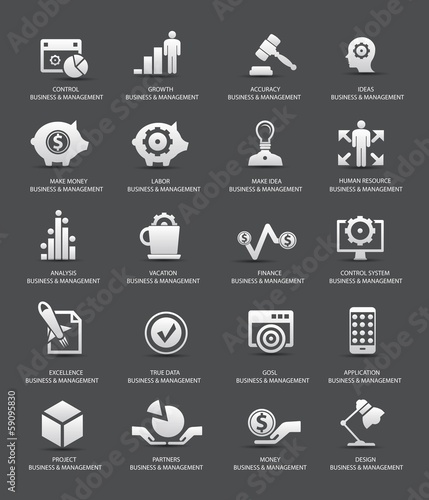 Business Management icons,Gray version,vector