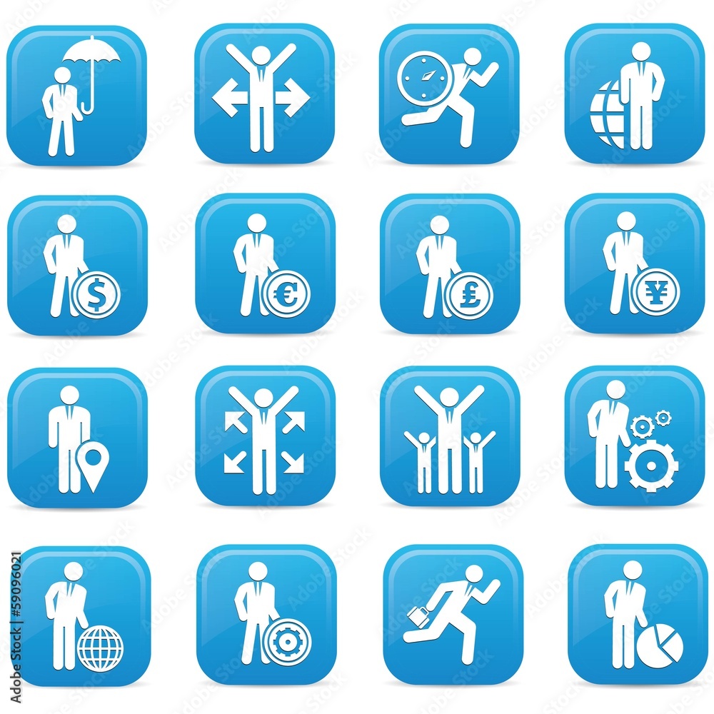 Human resource buttons,Blue version,vector Human resource buttons,Blue version,vector