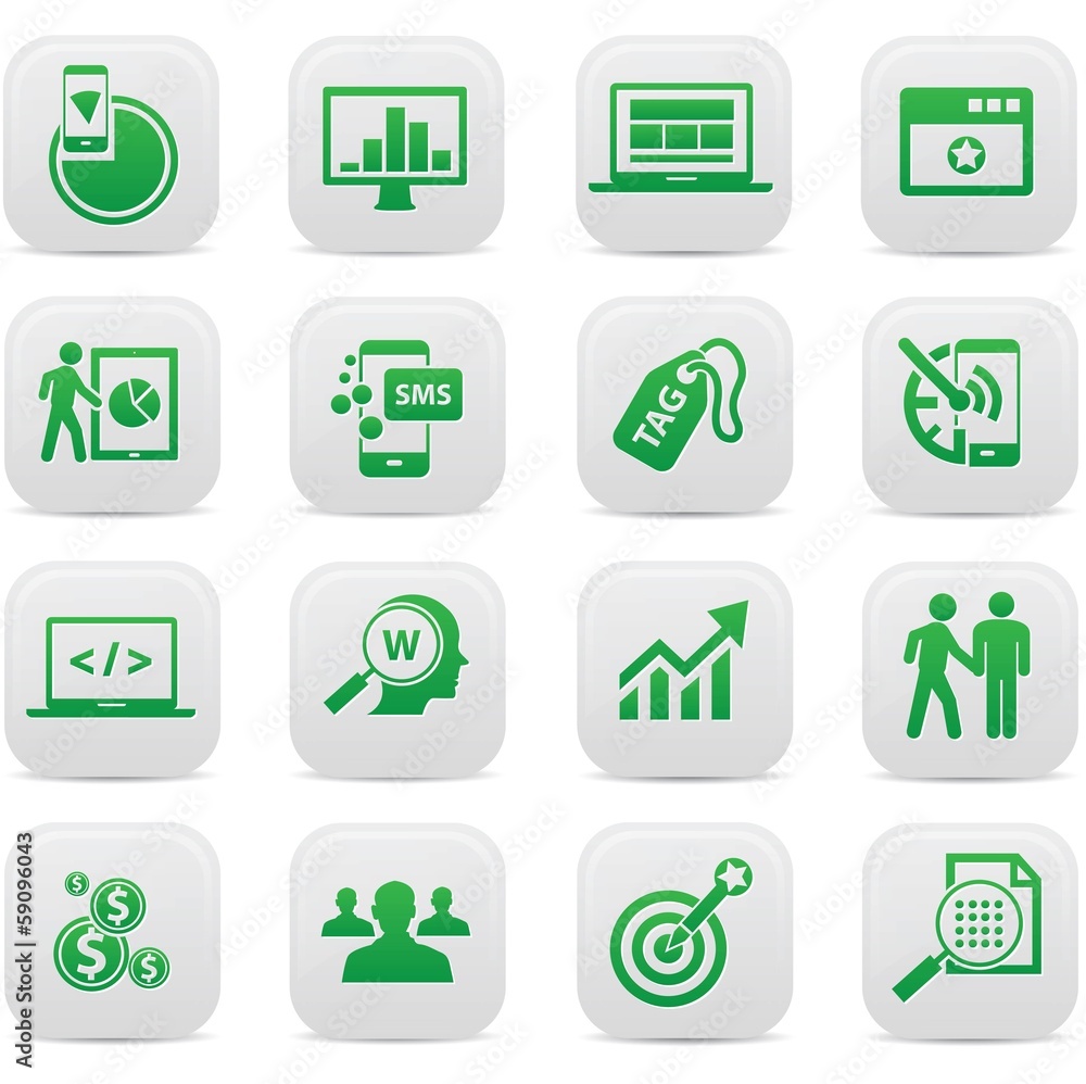 SEO Concept buttons,Green version,vector SEO Concept buttons,Green version,vector