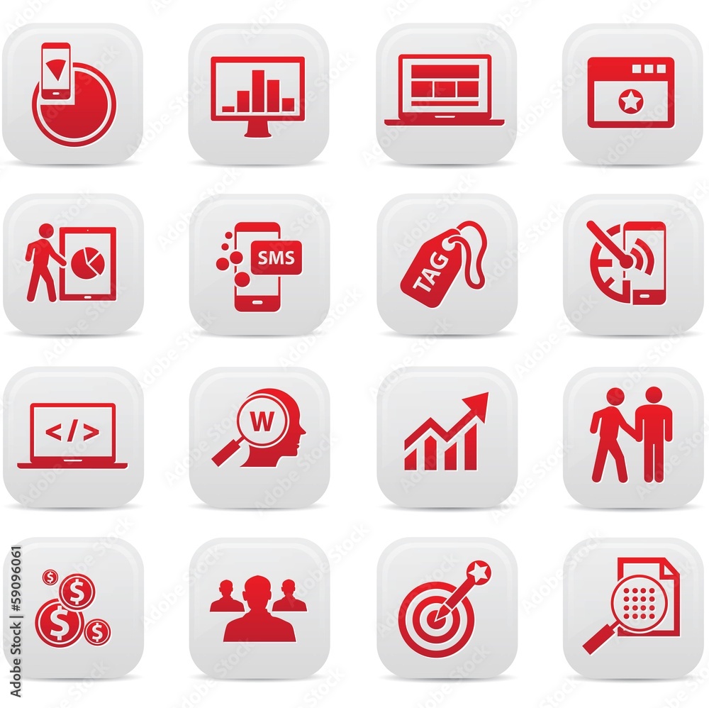 SEO Concept buttons,Red version,vector