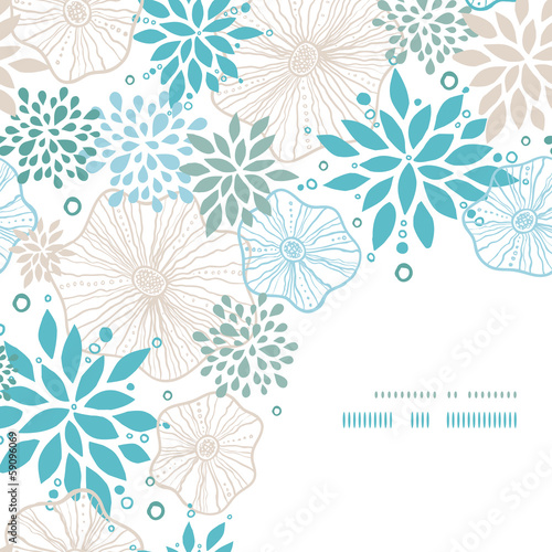 Vector blue and gray plants corner decor pattern background