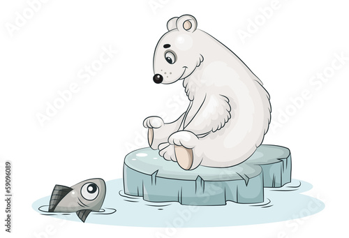 white teddy bear and fish