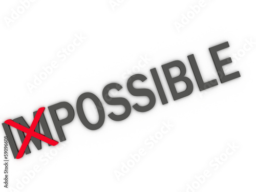 3d imagen changing the word impossible to possible