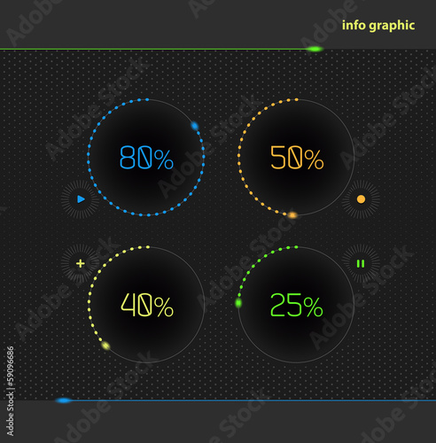Vector circles with percentage for business presentations and re
