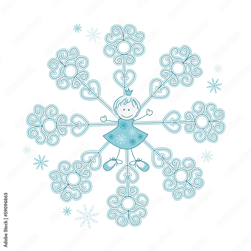 Vector illustration of snowflake-girl