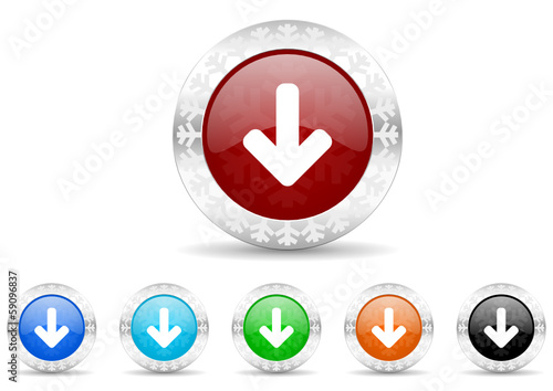 arrow down icon christmas vector set