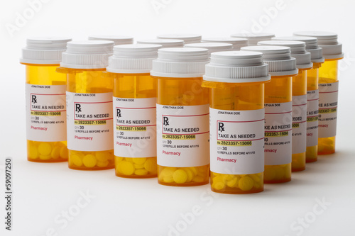 Group of prescription bottles, horizontal