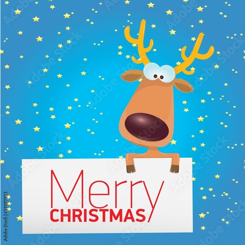 kids merry christmas illustration with reindeer