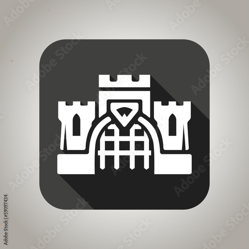 Black flat castle icon for web and mobile applications