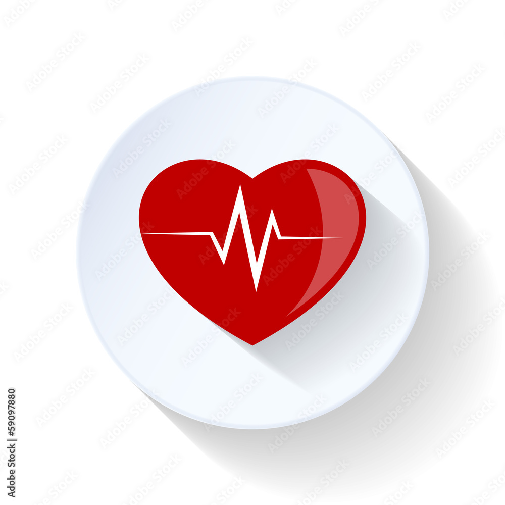 Heart with pulse flat icon Heart with pulse flat icon