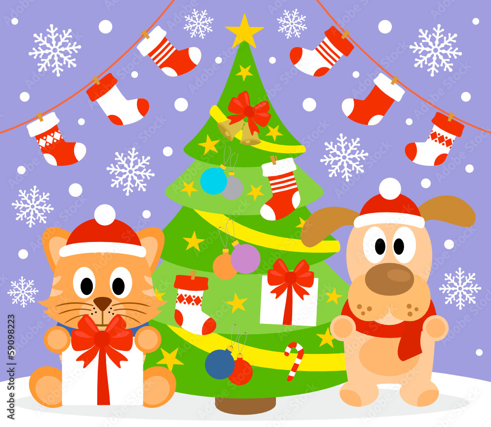 New Year background card with animal,violet