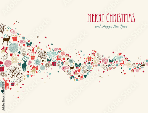 Merry Christmas wave composition greeting card