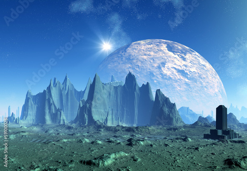 Alien Planet with Mountains