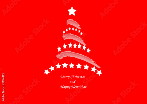 christmas tree greetings on red background