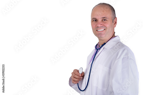 Middle Aged Practitioner Doctor looking at you Trustfully photo