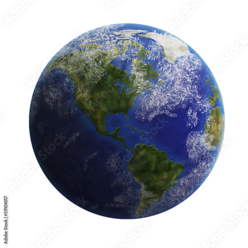 Earth from space isolated on white background.